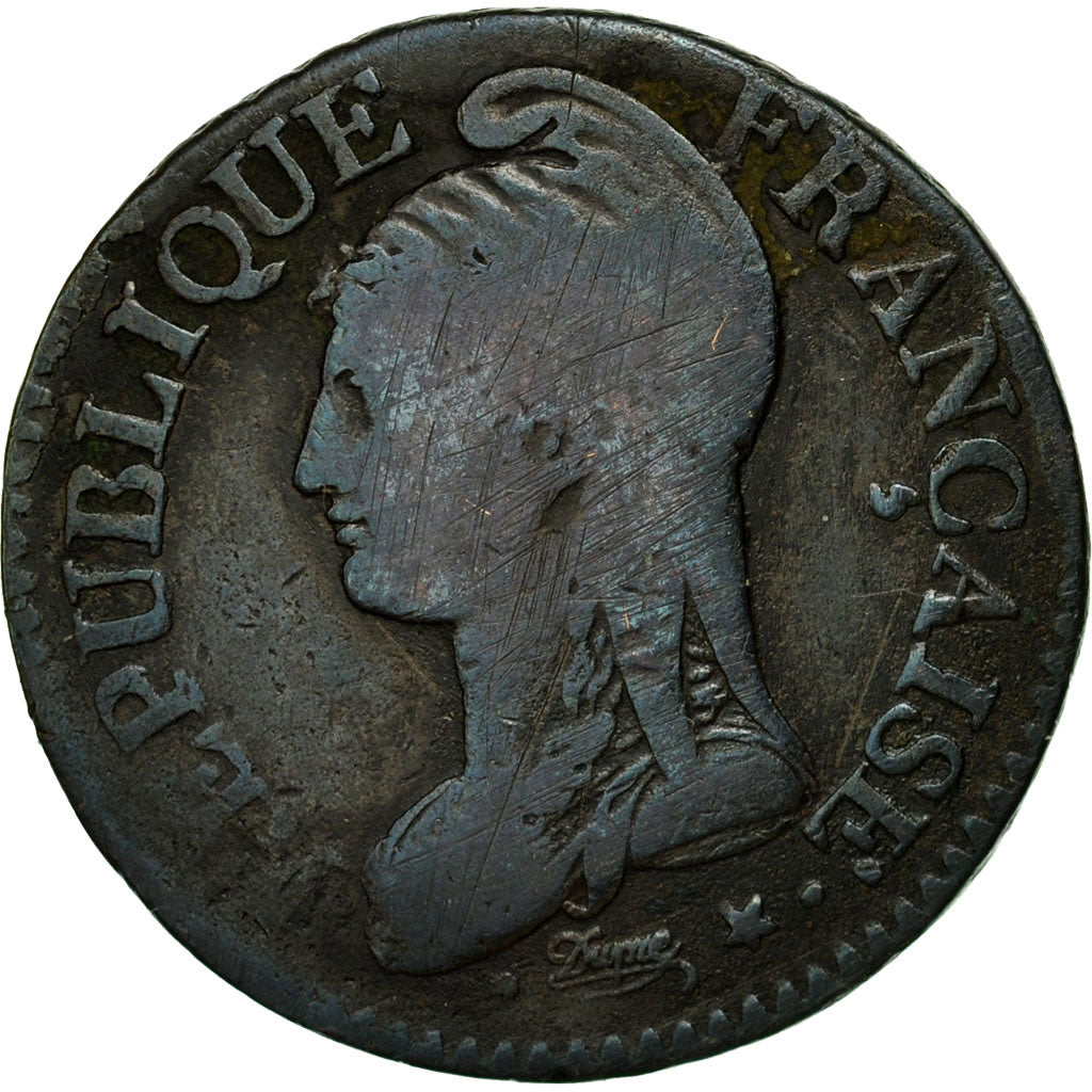 Moneta, Francia, Dupré, 5 Centimes, AN 5, Lille, MB, Bronzo, KM:640.11