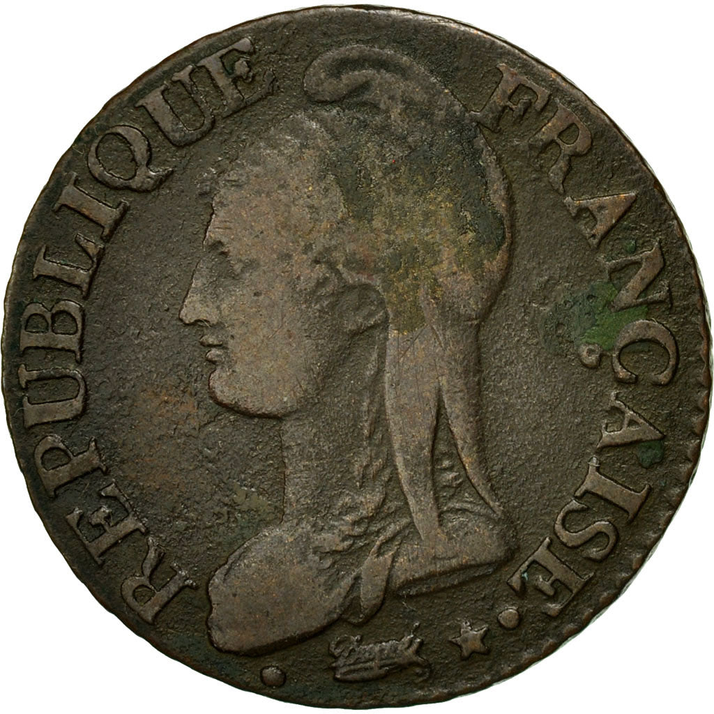Moneta, Francia, Dupré, 5 Centimes, AN 7, Paris, MB, Bronzo, KM:640.1