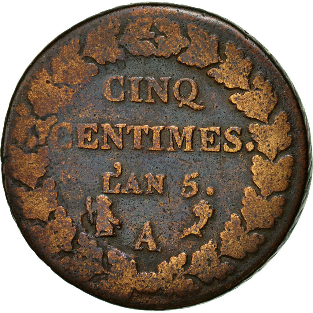 Münze, Frankreich, Dupré, 5 Centimes, AN 5, Paris, SGE+, Bronze, KM:640.1