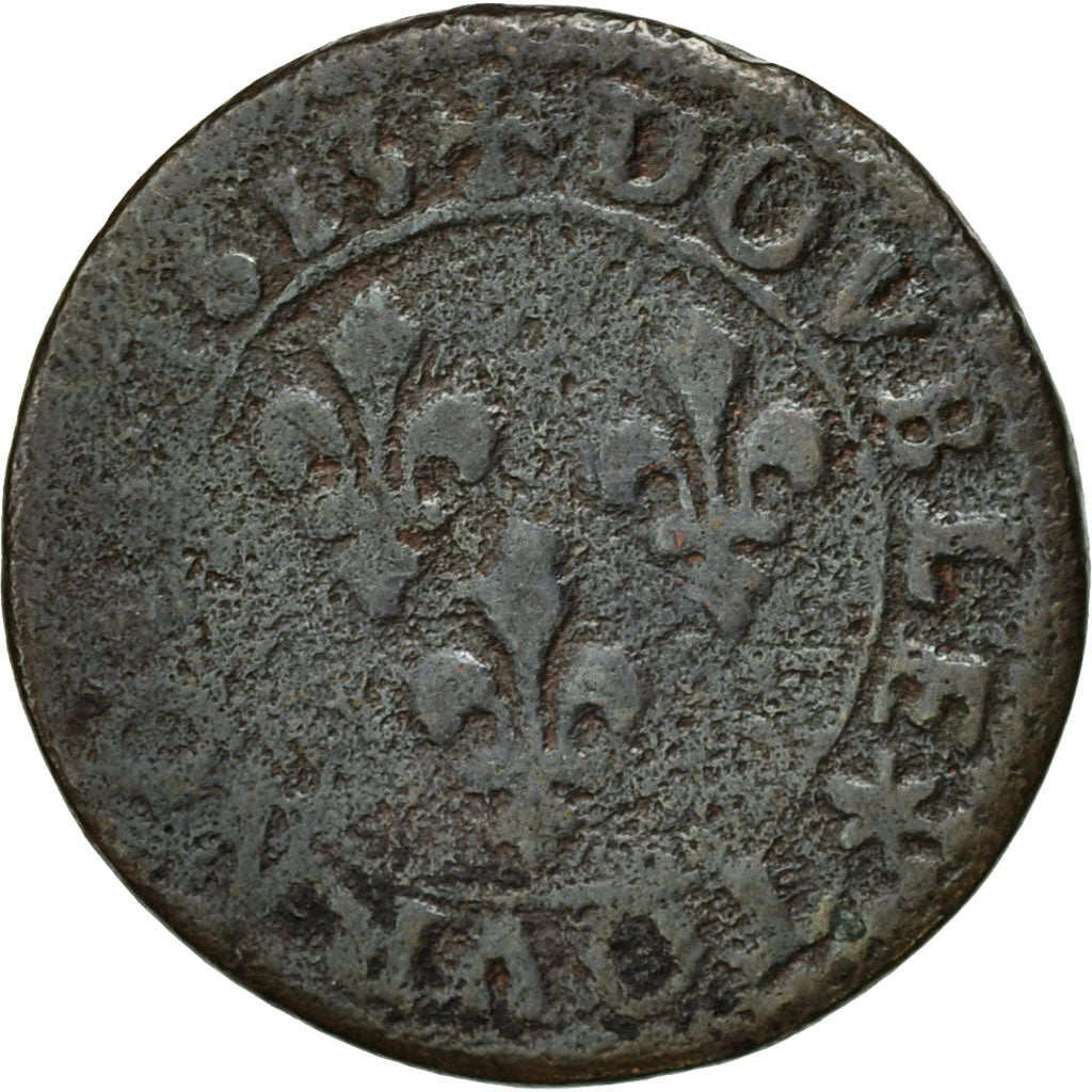 Munten, Frankrijk, Louis XIII,Double tournois,buste enfantin au col fraisé, 1613