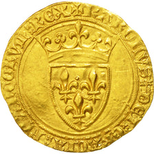 Coin, France, Charles VI, Ecu d'or, La Rochelle, AU(50-53), Gold, Duplessy:369C
