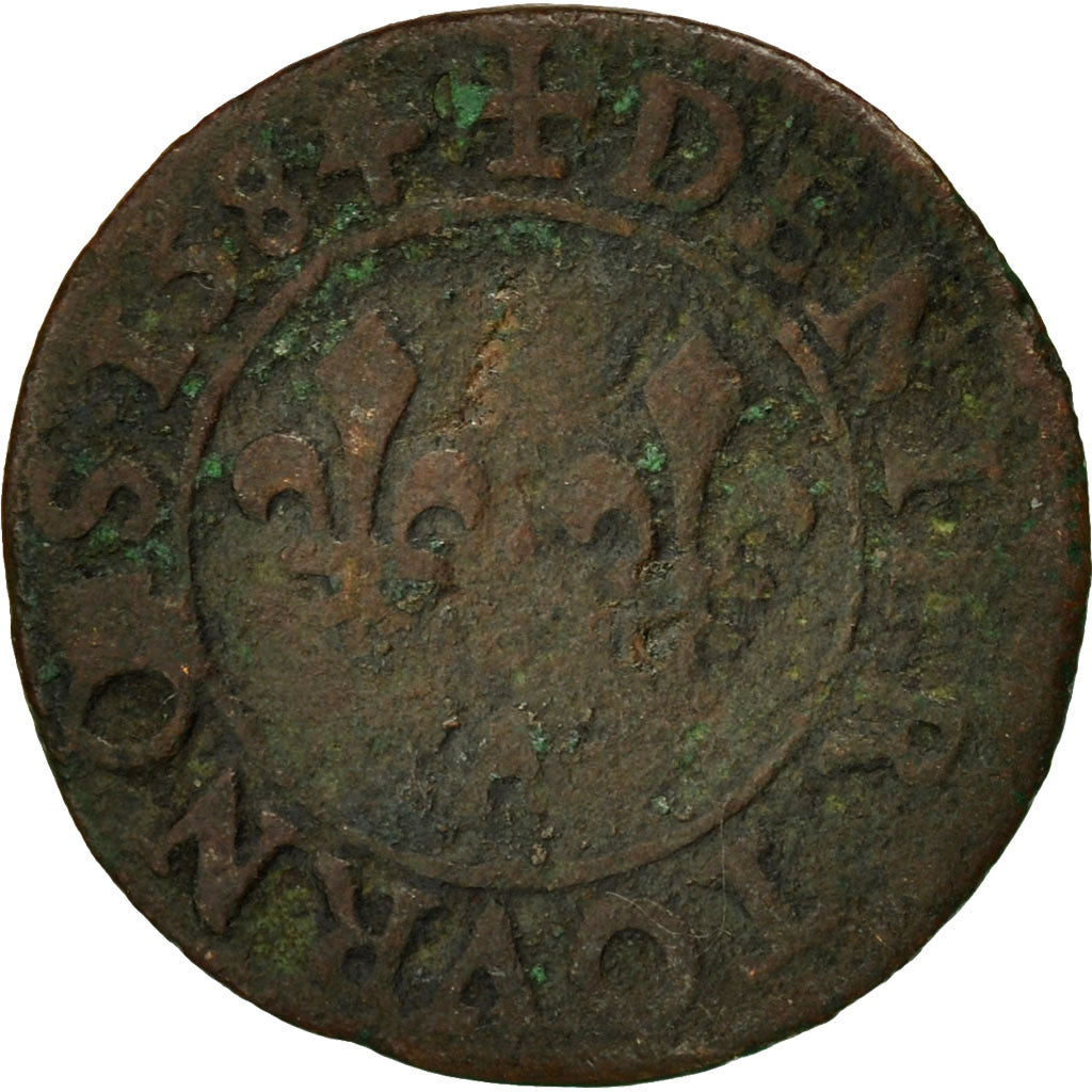 Coin, France, Henri III, Denier Tournois, 1584, Paris, VF(20-25), Copper