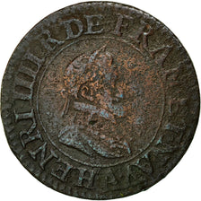 Monnaie, France, Henri IV, Double Tournois, 1610, Paris, B+, Cuivre