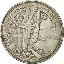 Coin, Switzerland, 5 Francs, 1883, AU(50-53), Silver, KM:S16
