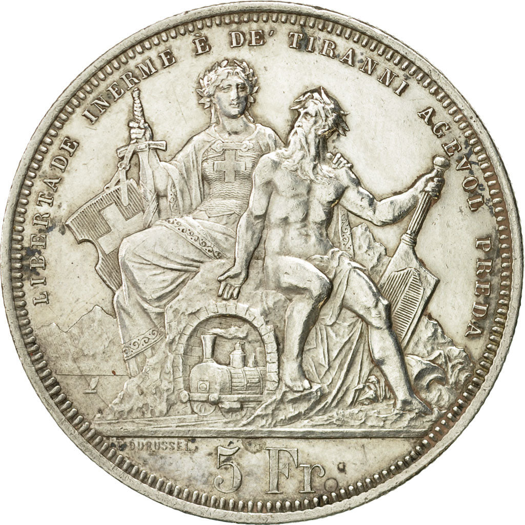 Coin, Switzerland, 5 Francs, 1883, AU(50-53), Silver, KM:S16