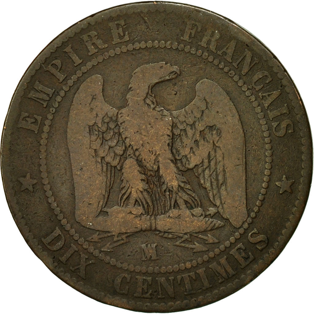 Coin, France, Napoleon III, Satirical, 10 Centimes, 1855, Marseille