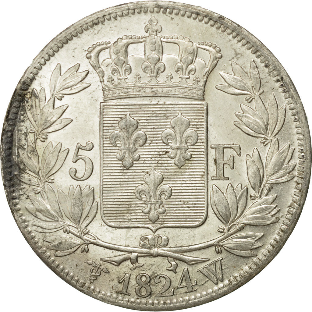 Coin, France, Louis XVIII, 5 Francs, 1824, Lille, MS(60-62), KM 711.13