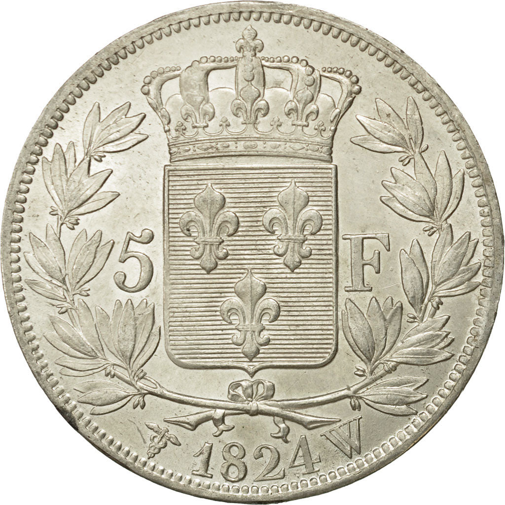 Coin, France, Louis XVIII, 5 Francs, 1824, Lille, MS(60-62), KM 711.13