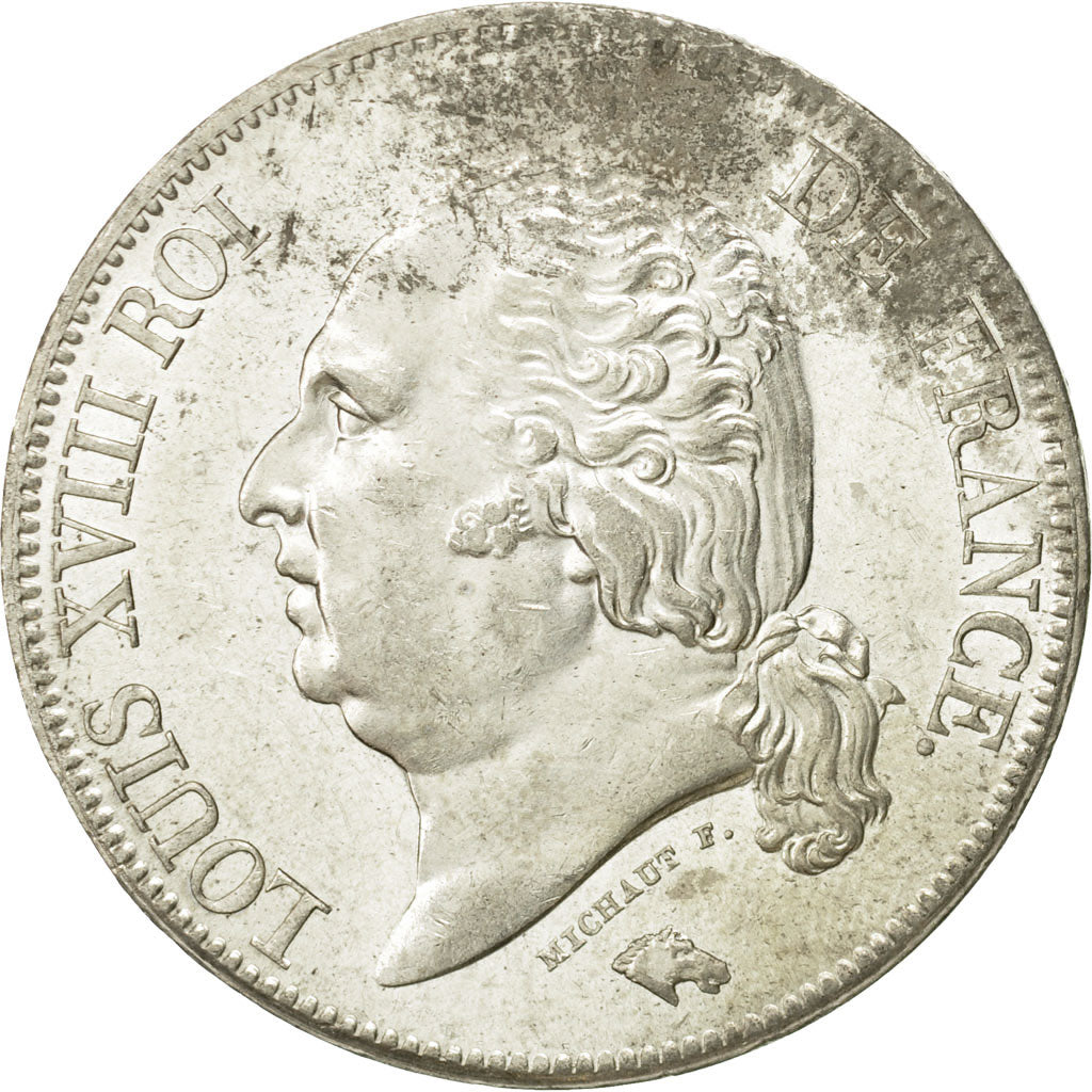 Coin, France, Louis XVIII, 5 Francs, 1824, Lille, MS(60-62), KM 711.13