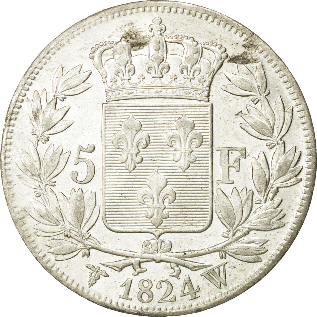 Coin, France, Louis XVIII, 5 Francs, 1824, Lille, MS(60-62), KM 711.13