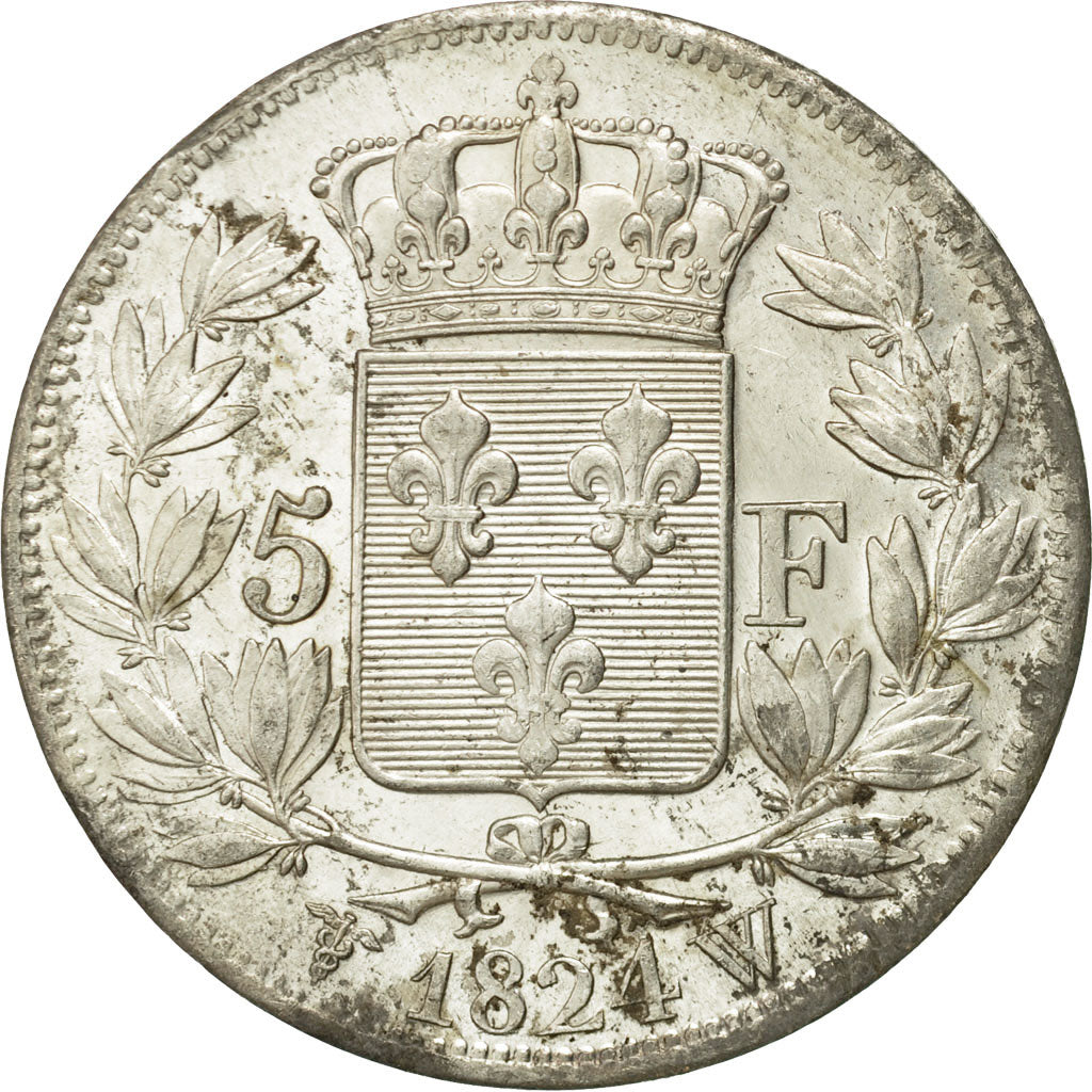 Moneta, Francia, Louis XVIII, 5 Francs, 1824, Lille, SPL, Argento, KM 711.13