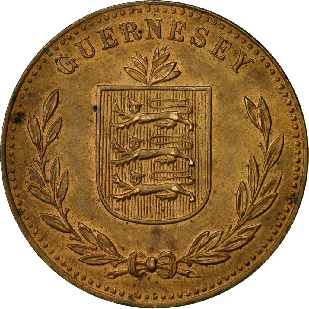Moneta, Guernsey, 8 Doubles, 1918, Heaton, Birmingham, SPL-, Bronzo, KM:14