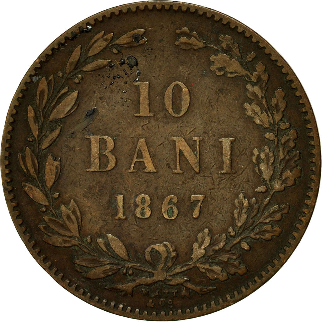 Coin, Romania, Carol I, 10 Bani, 1867, VF(30-35), Copper, KM:4.2