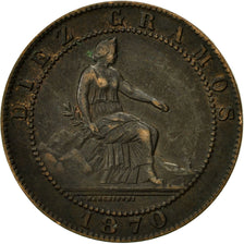 Monnaie, Espagne, Provisional Government, 10 Centimos, 1870, TTB, Cuivre, KM:663