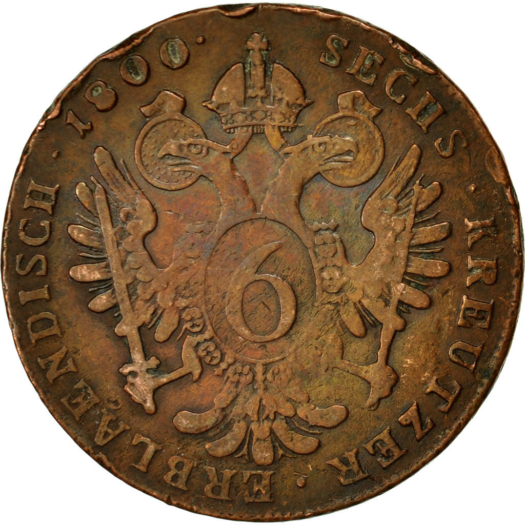Coin, Austria, Franz II (I), 6 Kreuzer, 1800, VF(30-35), Copper, KM:2128