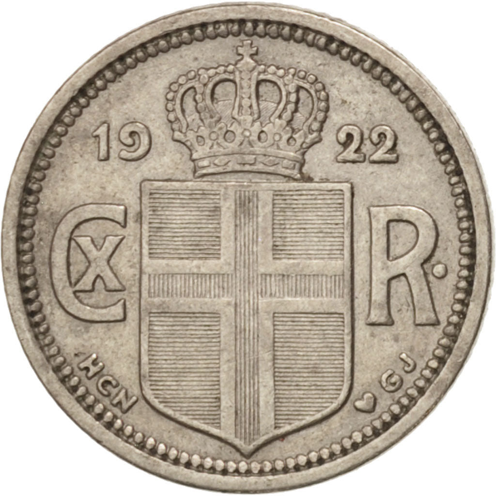 Iceland, Christian X, 10 Aurar, 1922, Copenhagen, KM:1.1
