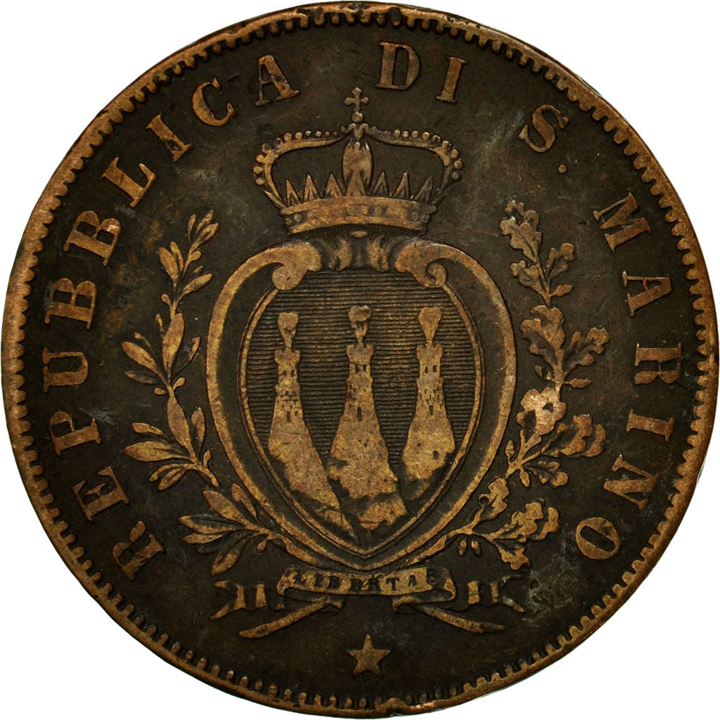Monnaie, San Marino, 5 Centesimi, 1864, TB+, Cuivre, KM:1