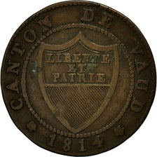 Coin, SWISS CANTONS, VAUD, 1/2 Batzen-5 Rappen, 1814, EF(40-45), Billon, KM:6