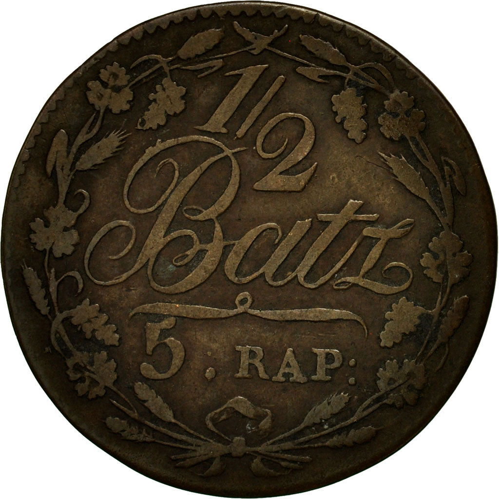 Coin, SWISS CANTONS, VAUD, 1/2 Batzen-5 Rappen, 1814, EF(40-45), Billon, KM:6