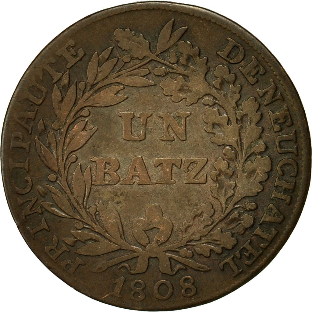 Coin, SWISS CANTONS, NEUCHATEL, Alexandre Berthier, Batzen, 1808, EF(40-45)