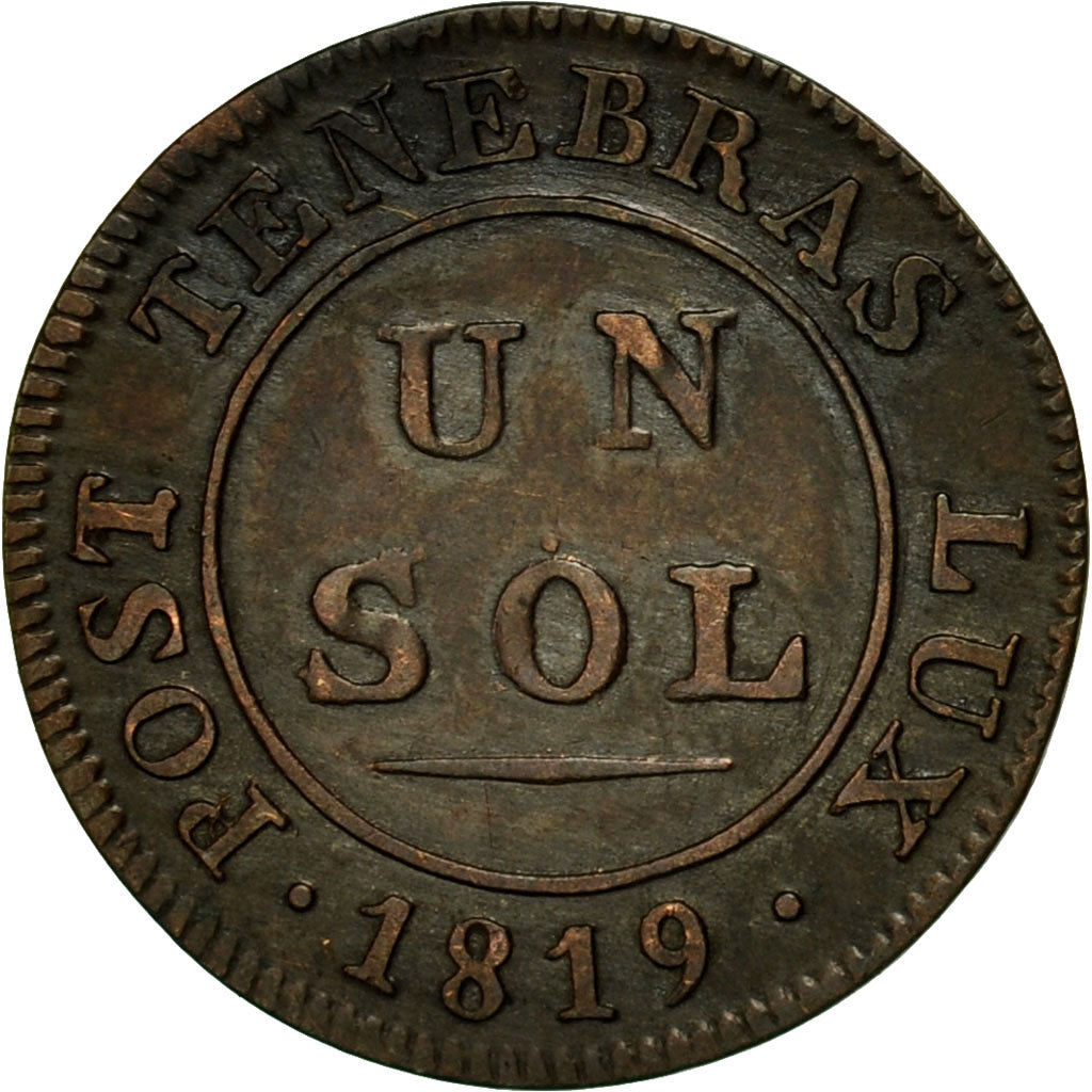 Coin, SWISS CANTONS, GENEVA, Sol, 1819, EF(40-45), Billon, KM:119