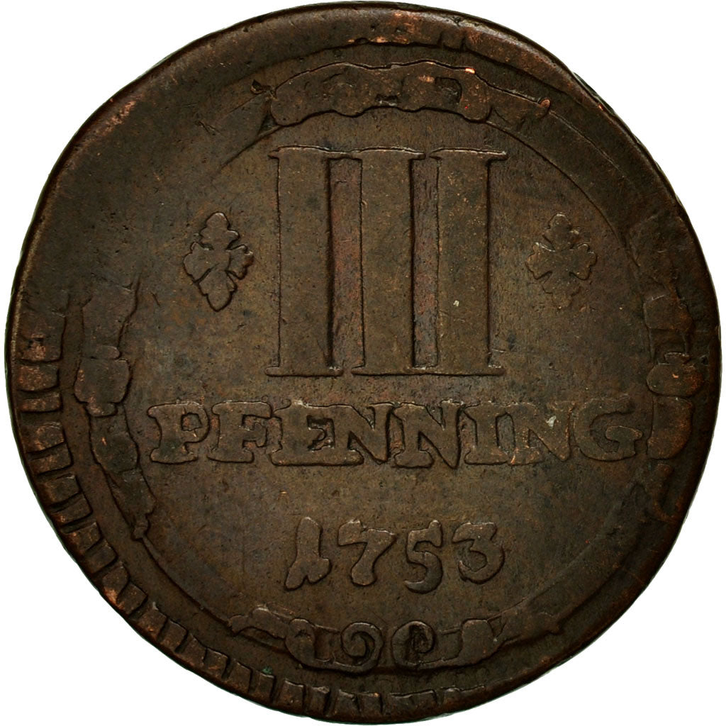 Coin, German States, MUNSTER, 3 Pfenning, 1753, VF(20-25), Copper, KM:430