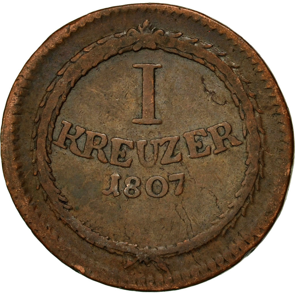 Coin, German States, BADEN, Karl Friedrich, Kreuzer, 1807, VF(30-35), Copper