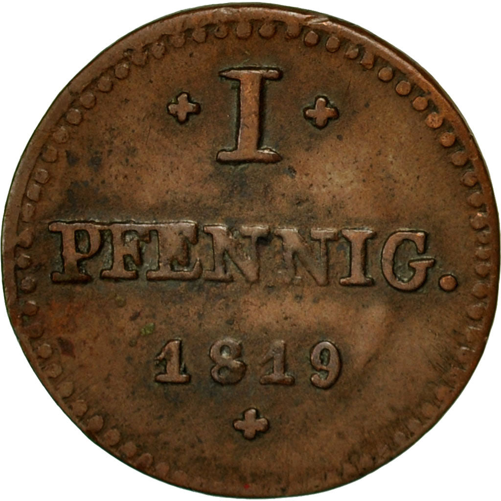 Coin, German States, HESSE-DARMSTADT, Ludwig X, Pfennig, 1819, EF(40-45)