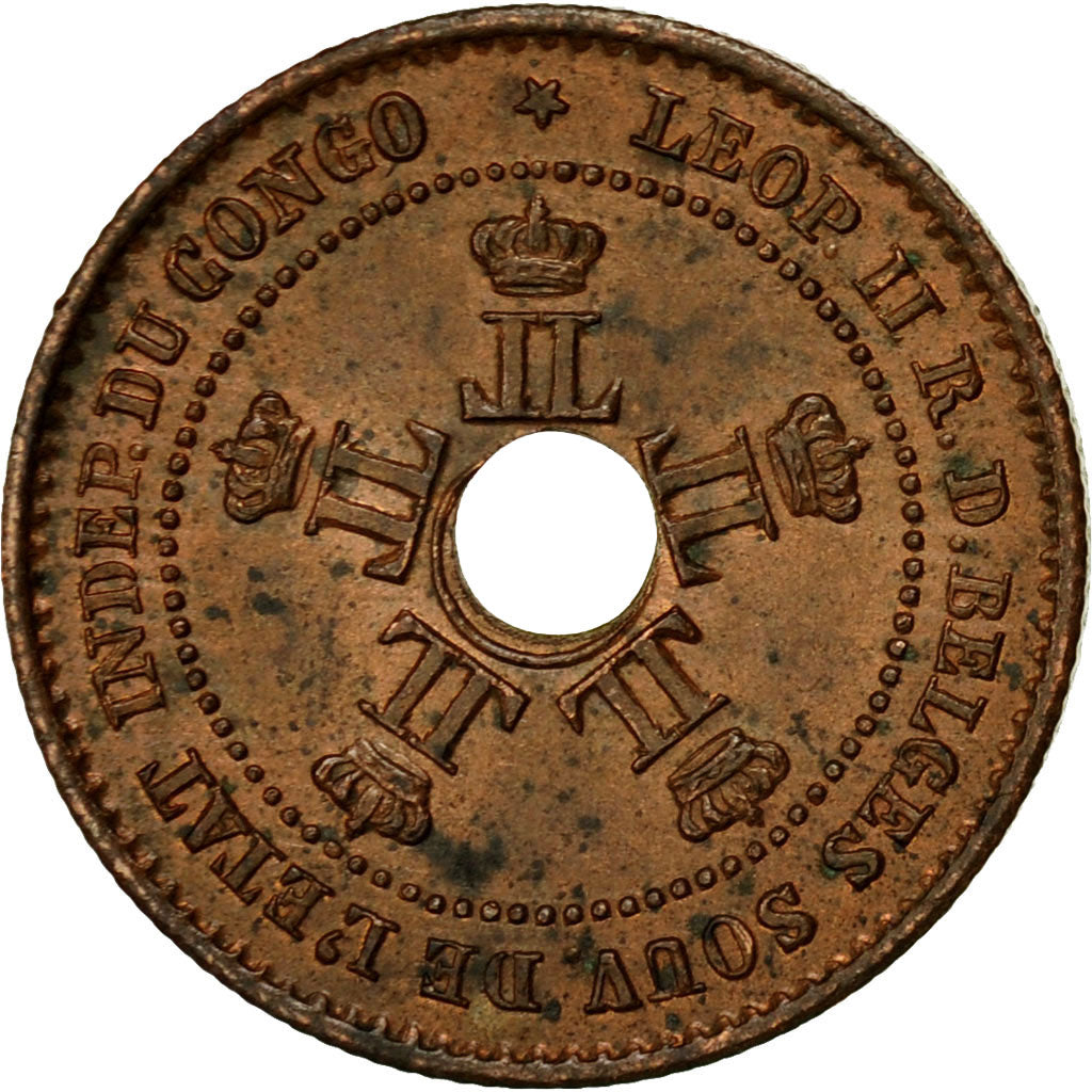 Coin, CONGO FREE STATE, Leopold II, Centime, 1888, AU(55-58), Copper, KM:1