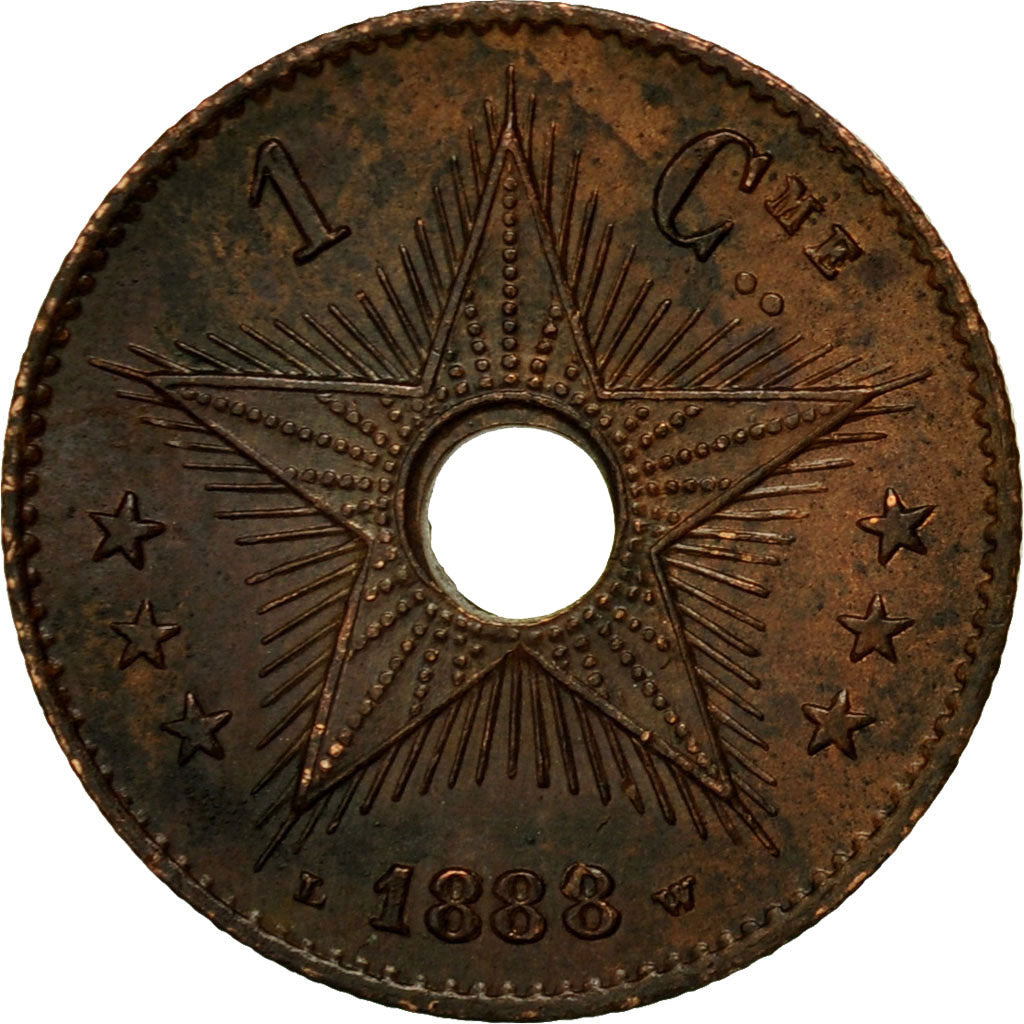 Coin, CONGO FREE STATE, Leopold II, Centime, 1888, AU(55-58), Copper, KM:1