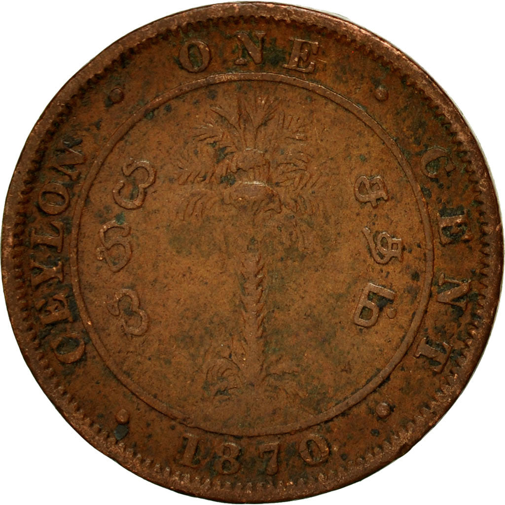 Coin, Ceylon, Victoria, Cent, 1870, VF(30-35), Copper, KM:92