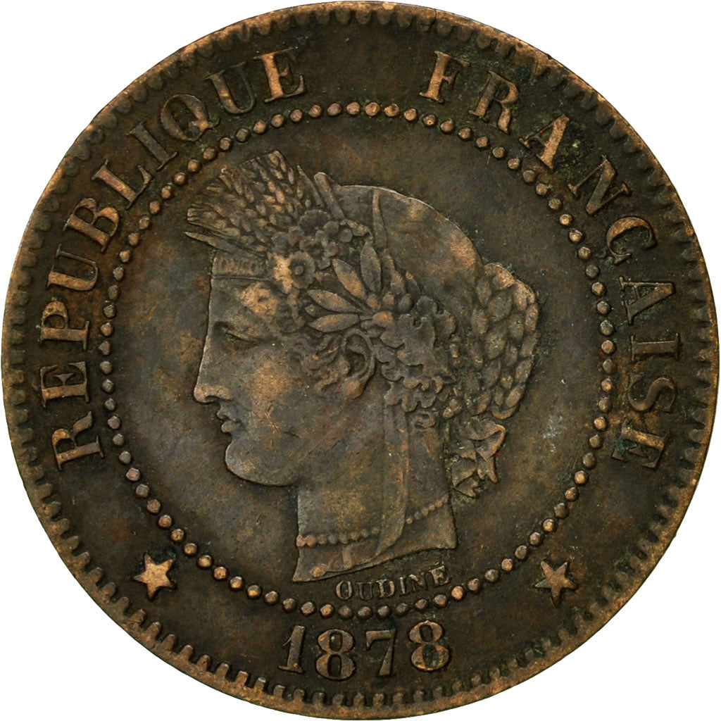 Monnaie, France, Cérès, 2 Centimes, 1878, Bordeaux, TTB, Bronze, Gadoury:105