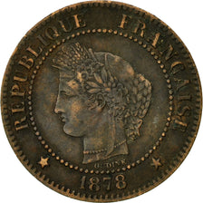 Monnaie, France, Cérès, 2 Centimes, 1878, Bordeaux, TTB, Bronze, Gadoury:105