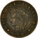 Monnaie, France, Cérès, 2 Centimes, 1878, Bordeaux, TTB, Bronze, Gadoury:105