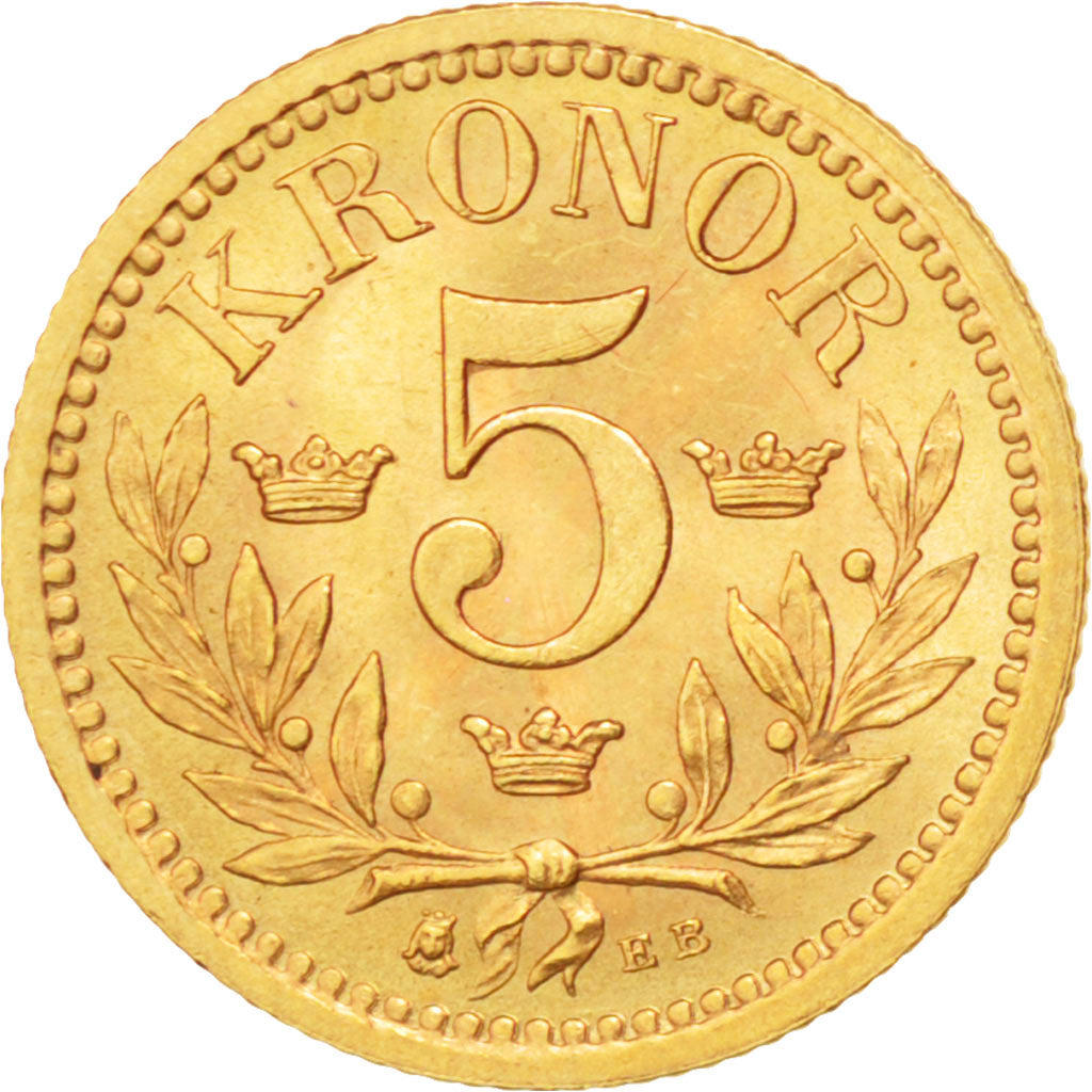 Sweden, Oscar II, 5 Kronor, 1901, Gold, KM:766