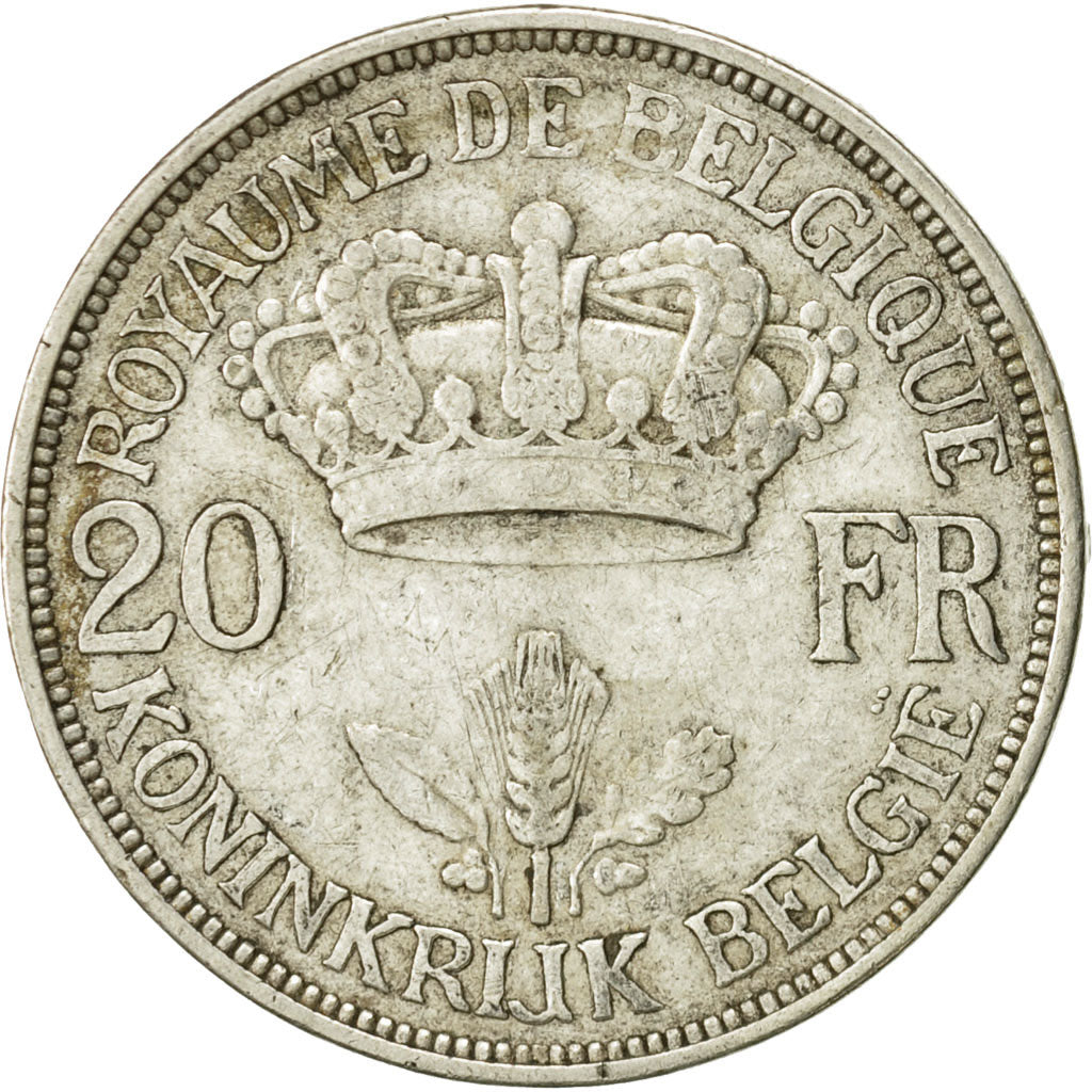 Coin, Belgium, 20 Francs, 20 Frank, 1934, EF(40-45), Silver, KM:105