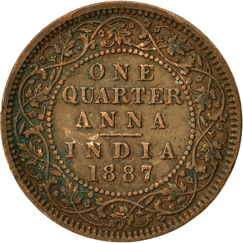 Monnaie, INDIA-BRITISH, Victoria, 1/4 Anna, 1887, TTB, Cuivre, KM:486