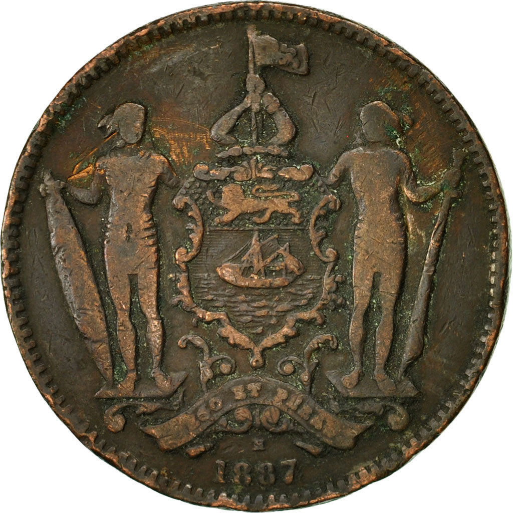 Coin, BRITISH NORTH BORNEO, Cent, 1887, Heaton, Birmingham, VF(30-35), Bronze