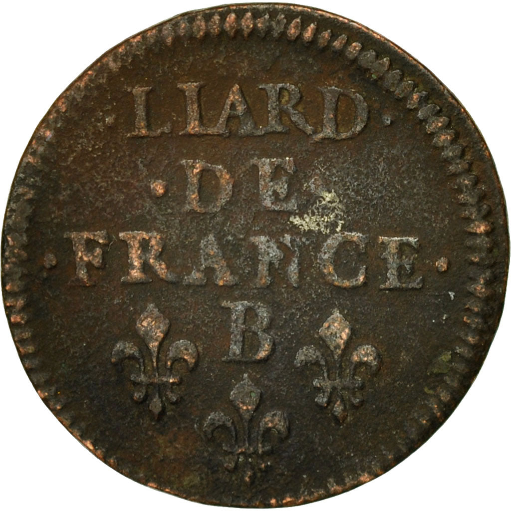 Monnaie, France,Louis XIV,Liard de France au buste juvénile,1655 Pont de l'Arche