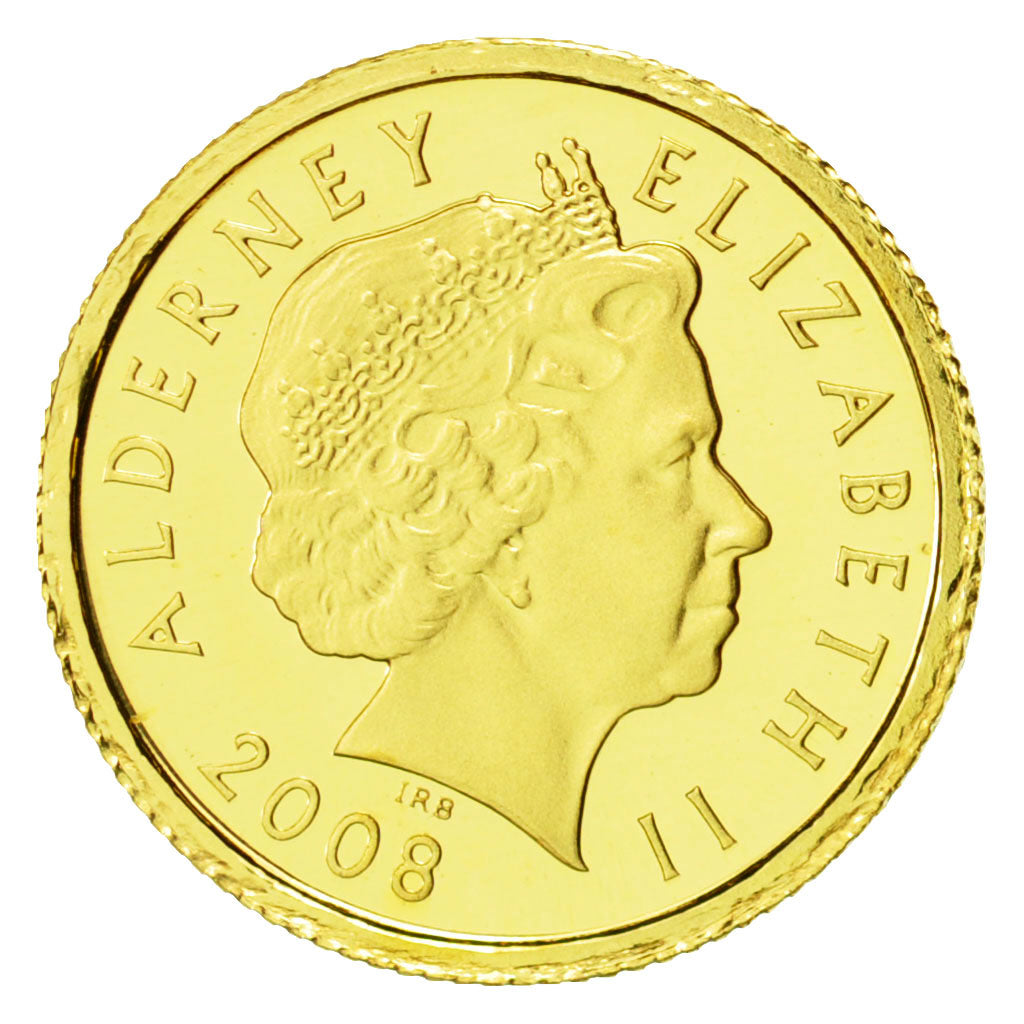 Coin, Alderney, Pound, 2008, British Royal Mint, Charles II, MS(65-70), Gold