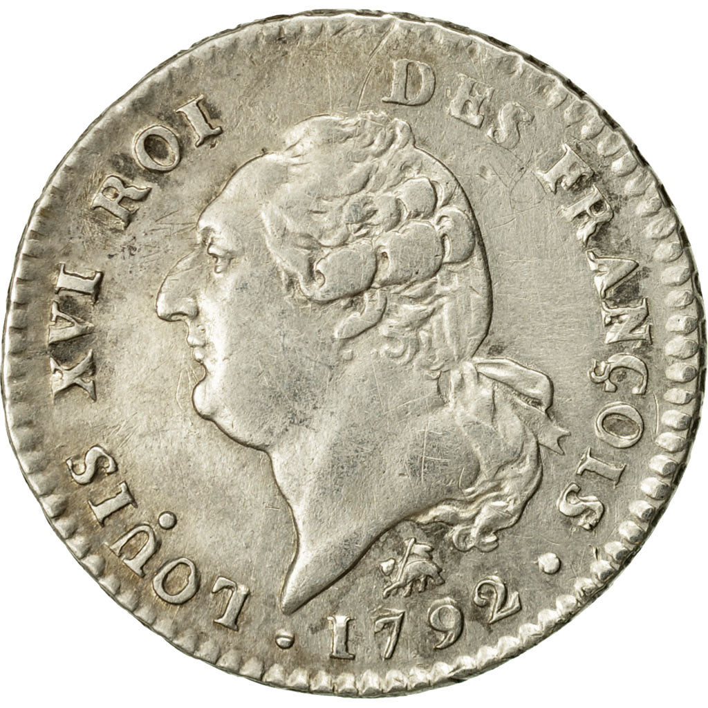 Coin, France, 15 sols françois, 1/8 ECU, 1792, Rouen, AU(50-53), KM 604.2