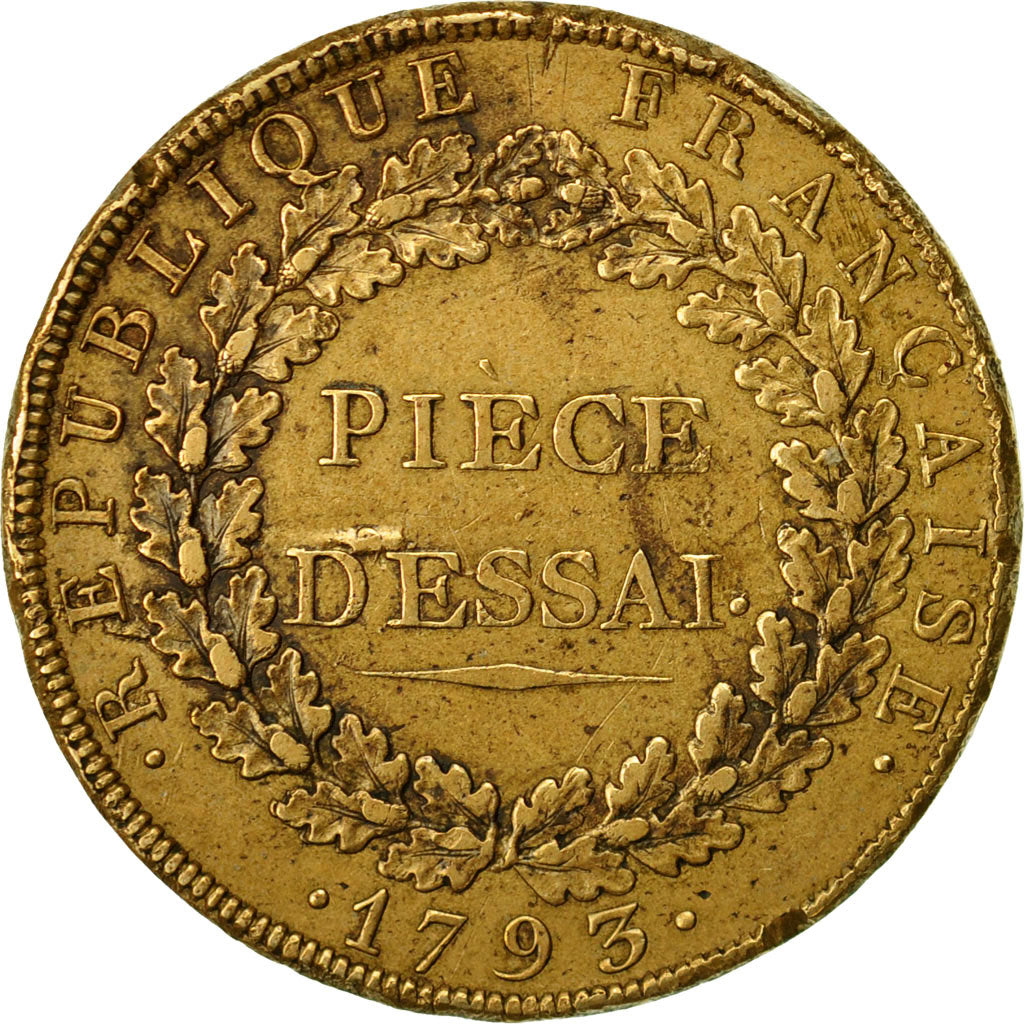 Coin, France, Essai au module de 1 Decime, Essai, 1793, Paris, EF(40-45), Bronze