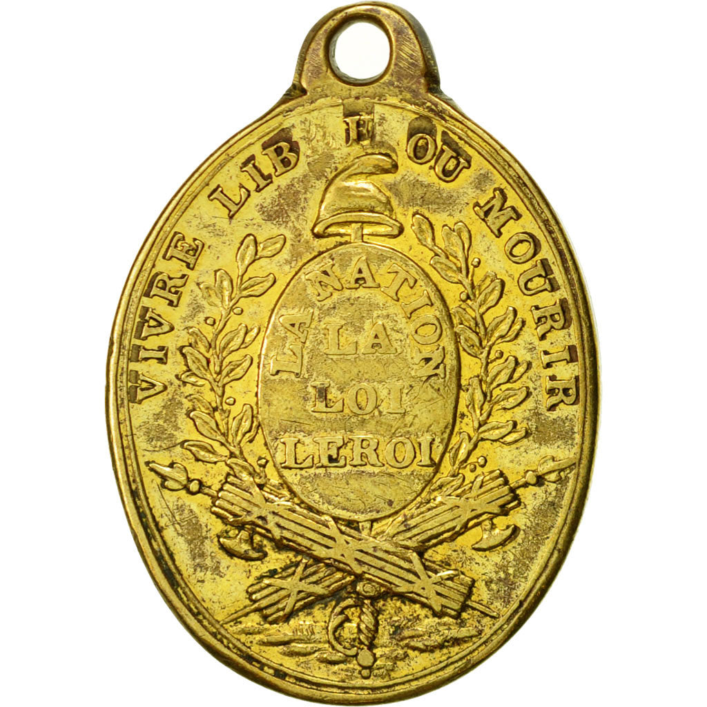 France, Medal, 1791, Vivre Libre ou Mourir, AU(50-53), Bronze