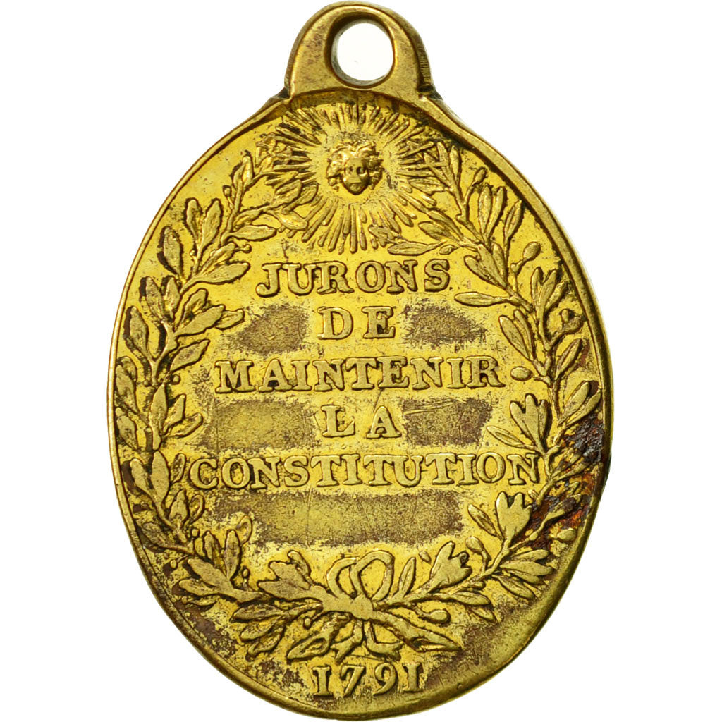 France, Medal, 1791, Vivre Libre ou Mourir, AU(50-53), Bronze