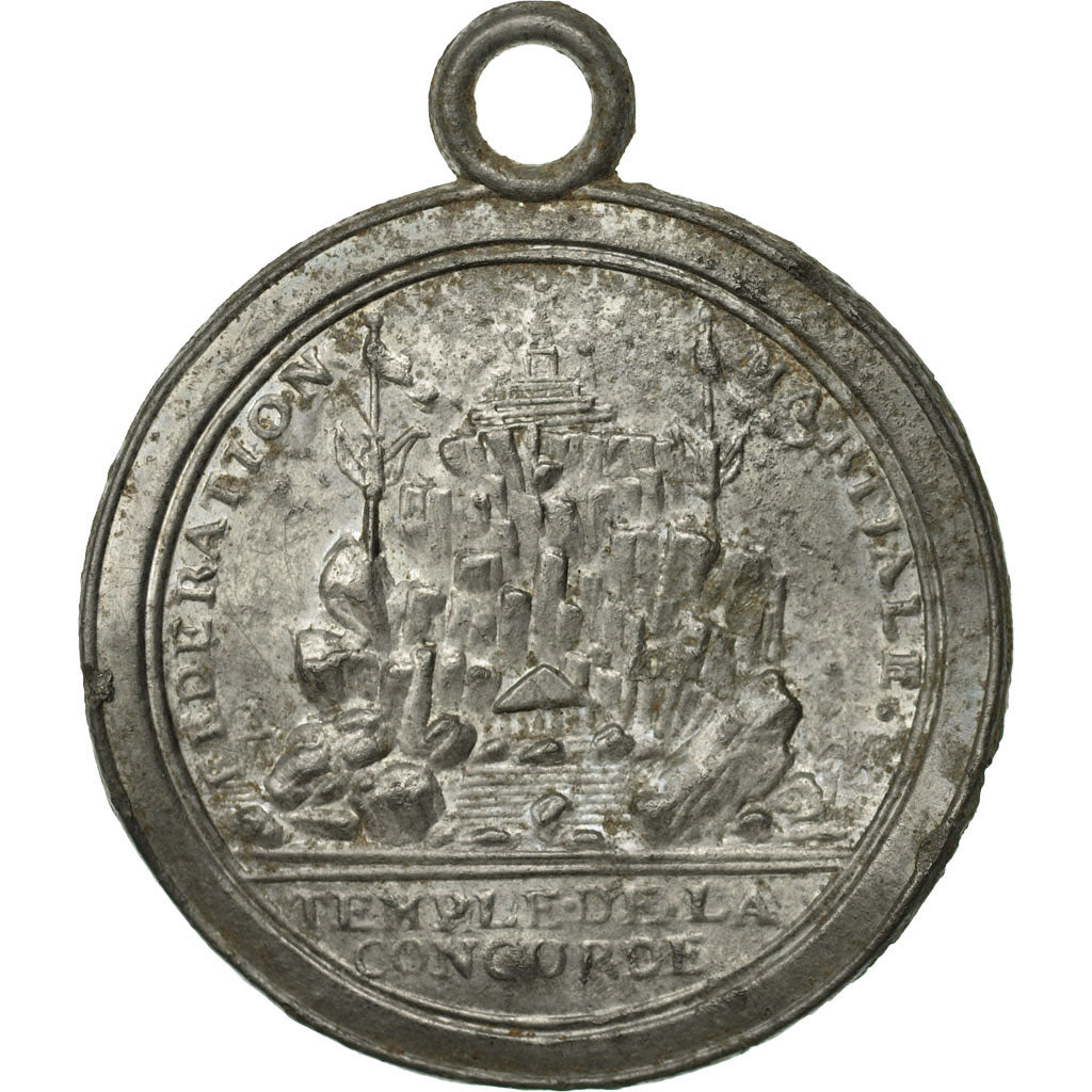Frankreich, Medaille, 1790, FEDERATION MARTIALE - LYON, SS, Tin, Henin 130
