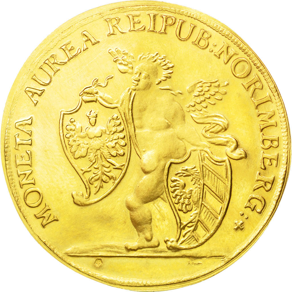 Coin, Germany, Refrappe 5 Ducat, Medal, 1677, MS(63), Gold