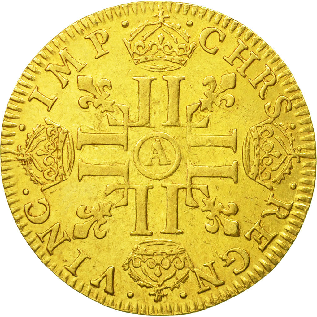 Coin, France, Louis XIV, Louis d'or à la mèche courte, 1645 Paris, KM 149.1