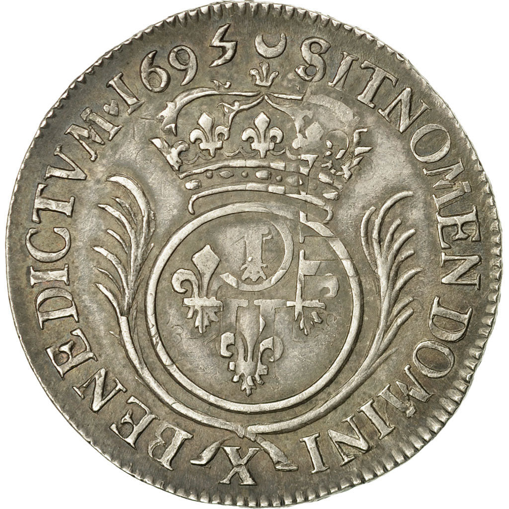 Coin, France, Louis XIV, 1/2 Écu aux palmes, 1695, Amiens, AU(50-53), KM 295.22