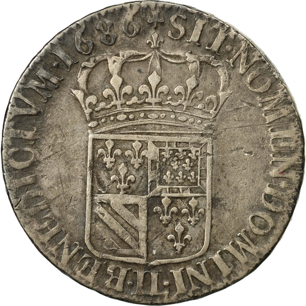 Munten, Frankrijk, Louis XIV, 1/4 Écu de Flandre, 1686, Lille, FR, KM 260.1