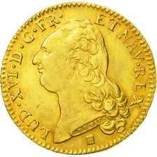 Monnaie, France, Louis XVI, Double louis d'or à la tête nue,1786 Bordeaux,Gad363